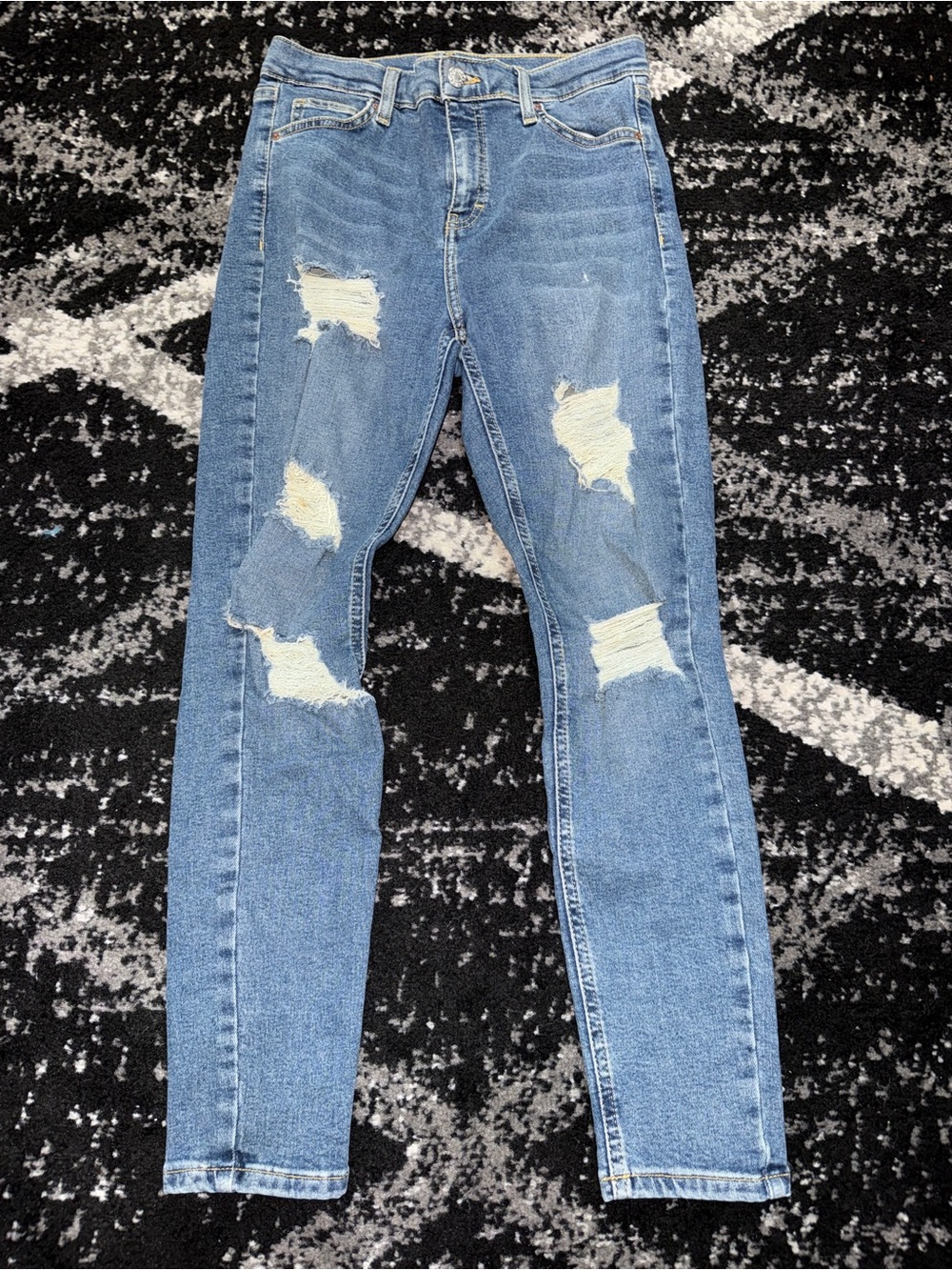 Topshop Light Blue Distressed Skinny Jeans
